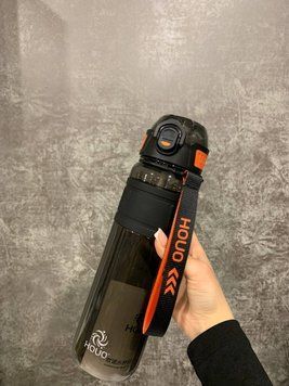 Пляшка для води спортивна Houo 1 л з фліп кришкою, чорний HP-14-33B фото