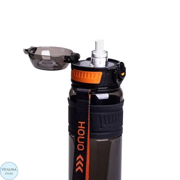 Пляшка для води спортивна Houo 1 л з фліп кришкою, чорний HP-14-33B фото