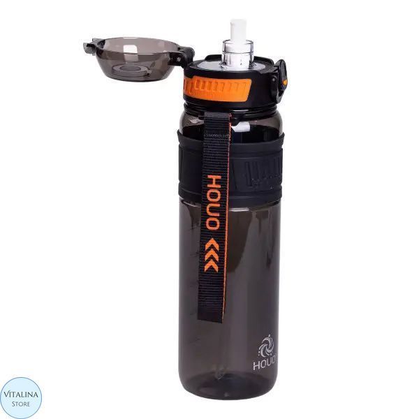 Пляшка для води спортивна Houo 1 л з фліп кришкою, чорний HP-14-33B фото